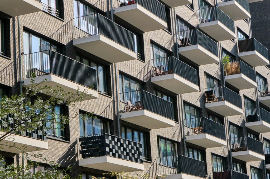 Detail of the facade of a modern apartment building